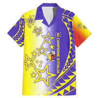 Campione d’Italia Family Matching Mermaid Dress and Hawaiian Shirt with Yellow Purple Star Design and Town Crest - Wonder Print Shop