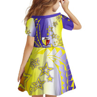 Campione d’Italia Family Matching Off Shoulder Maxi Dress and Hawaiian Shirt with Yellow Purple Star Design and Town Crest - Wonder Print Shop