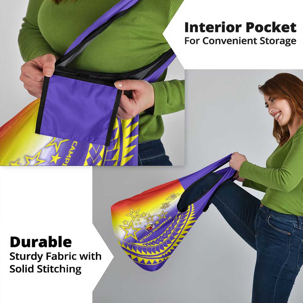 Campione d’Italia Grocery Bag with Yellow Purple Star Design and Town Crest - Wonder Print Shop