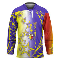 Campione d’Italia Hockey Jersey with Yellow Purple Star Design and Town Crest - Wonder Print Shop
