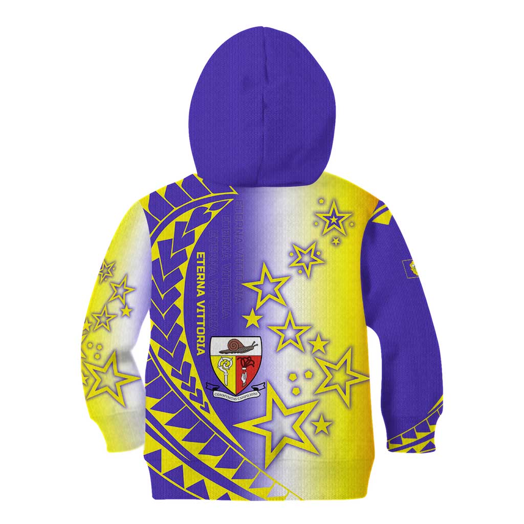 Campione d’Italia Kid Hoodie with Yellow Purple Star Design and Town Crest - Wonder Print Shop