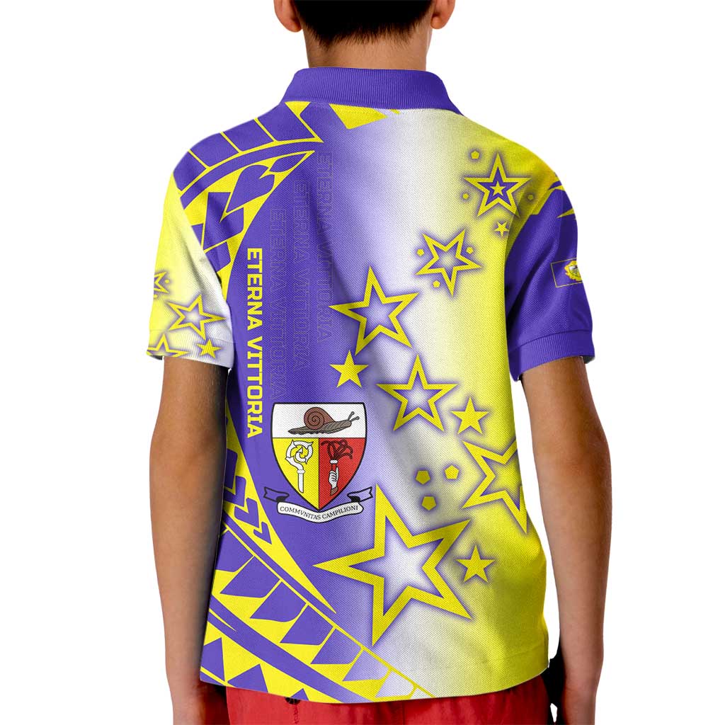 Campione d’Italia Kid Polo Shirt with Yellow Purple Star Design and Town Crest - Wonder Print Shop