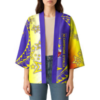 Campione d’Italia Kimono with Yellow Purple Star Design and Town Crest - Wonder Print Shop