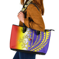 Campione d’Italia Leather Tote Bag with Yellow Purple Star Design and Town Crest - Wonder Print Shop