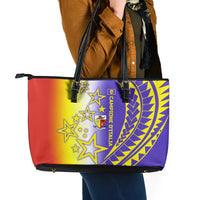 Campione d’Italia Leather Tote Bag with Yellow Purple Star Design and Town Crest - Wonder Print Shop