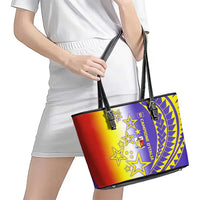Campione d’Italia Leather Tote Bag with Yellow Purple Star Design and Town Crest - Wonder Print Shop