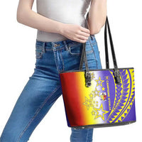 Campione d’Italia Leather Tote Bag with Yellow Purple Star Design and Town Crest - Wonder Print Shop