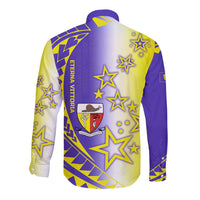 Campione d’Italia Long Sleeve Button Shirt with Yellow Purple Star Design and Town Crest - Wonder Print Shop