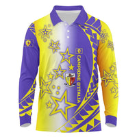 Campione d’Italia Long Sleeve Polo Shirt with Yellow Purple Star Design and Town Crest - Wonder Print Shop