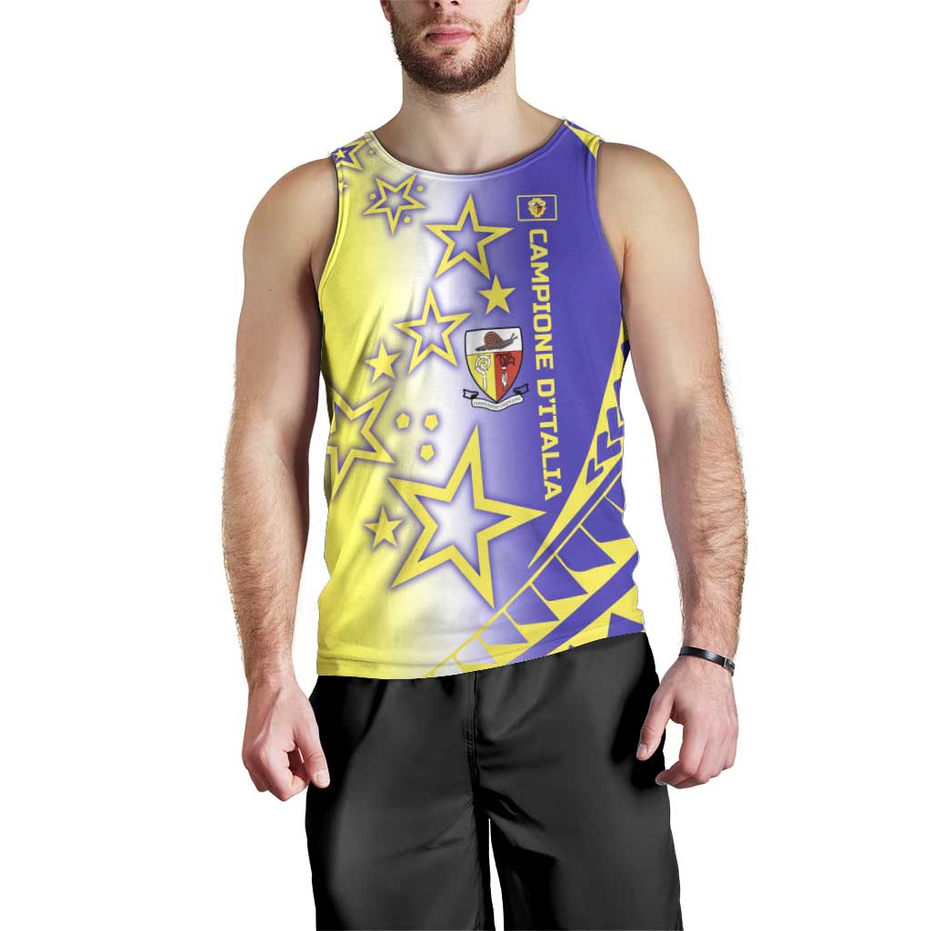 Campione d’Italia Men Tank Top with Yellow Purple Star Design and Town Crest - Wonder Print Shop