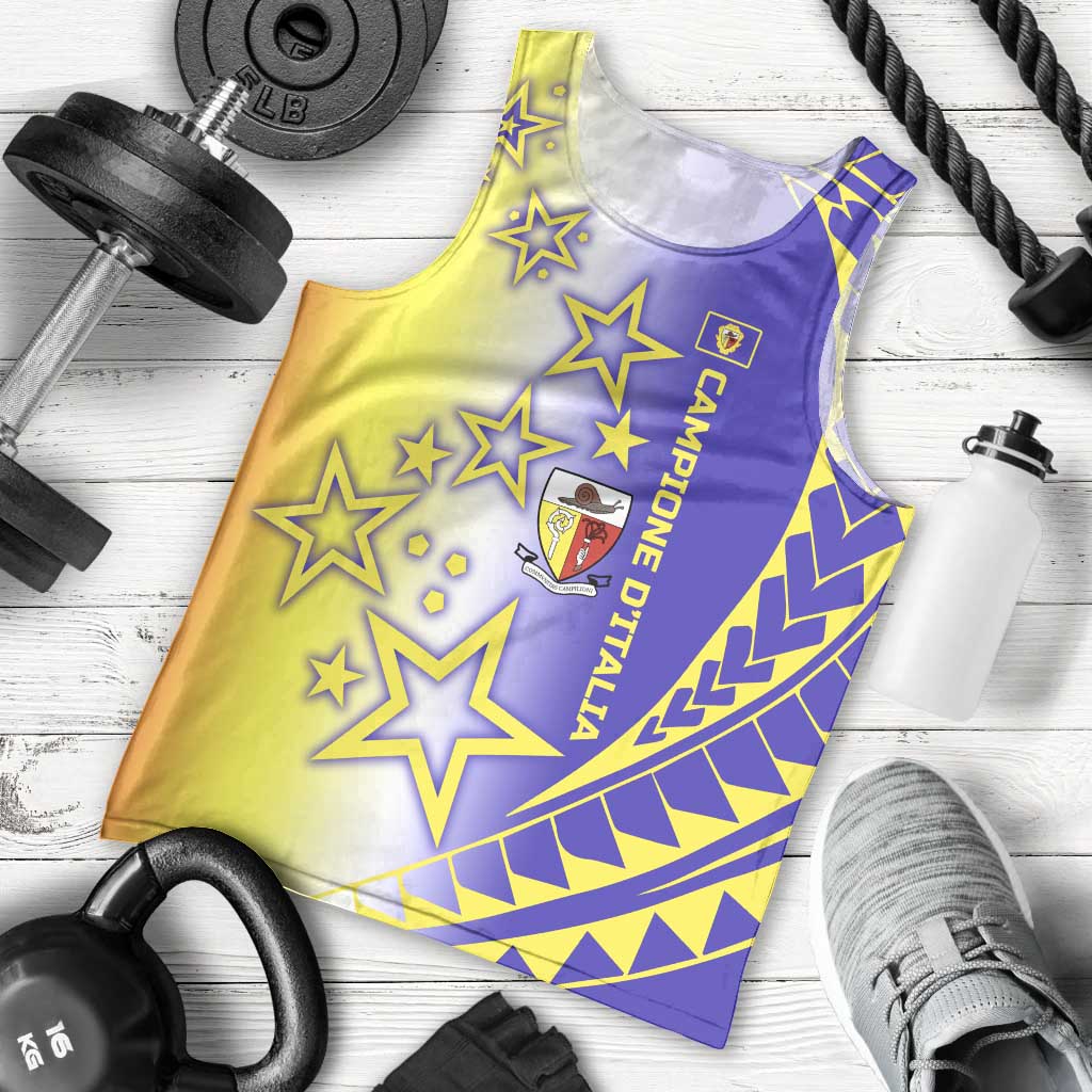 Campione d’Italia Men Tank Top with Yellow Purple Star Design and Town Crest - Wonder Print Shop