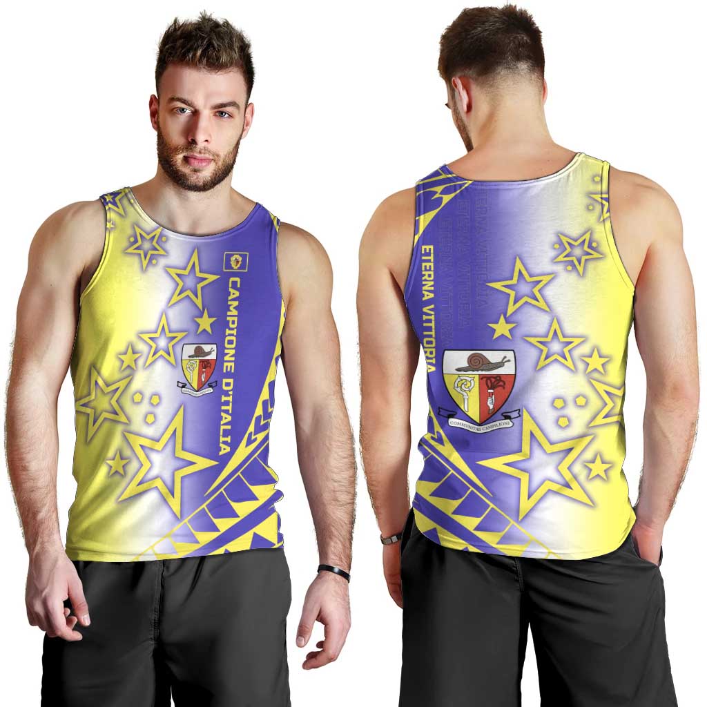 Campione d’Italia Men Tank Top with Yellow Purple Star Design and Town Crest - Wonder Print Shop