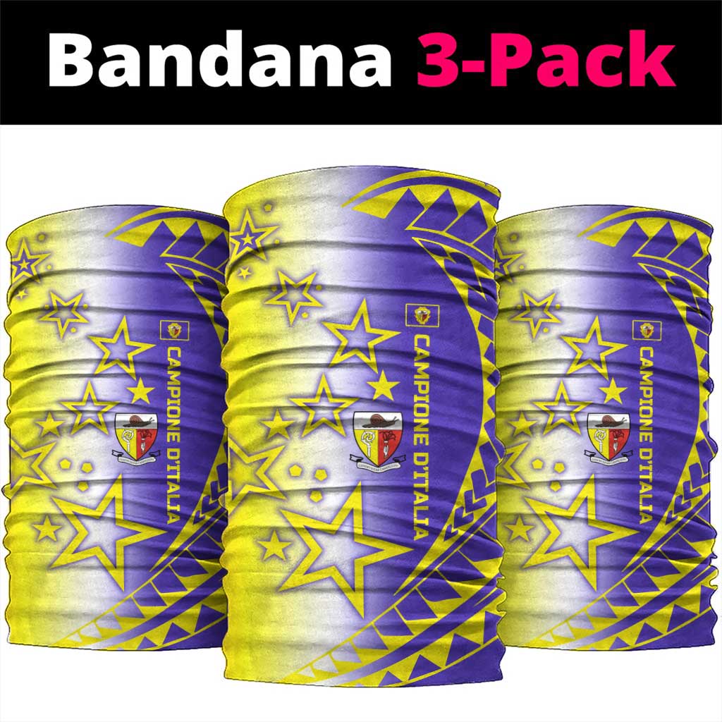Campione d’Italia Neck Gaiter with Yellow Purple Star Design and Town Crest - Wonder Print Shop