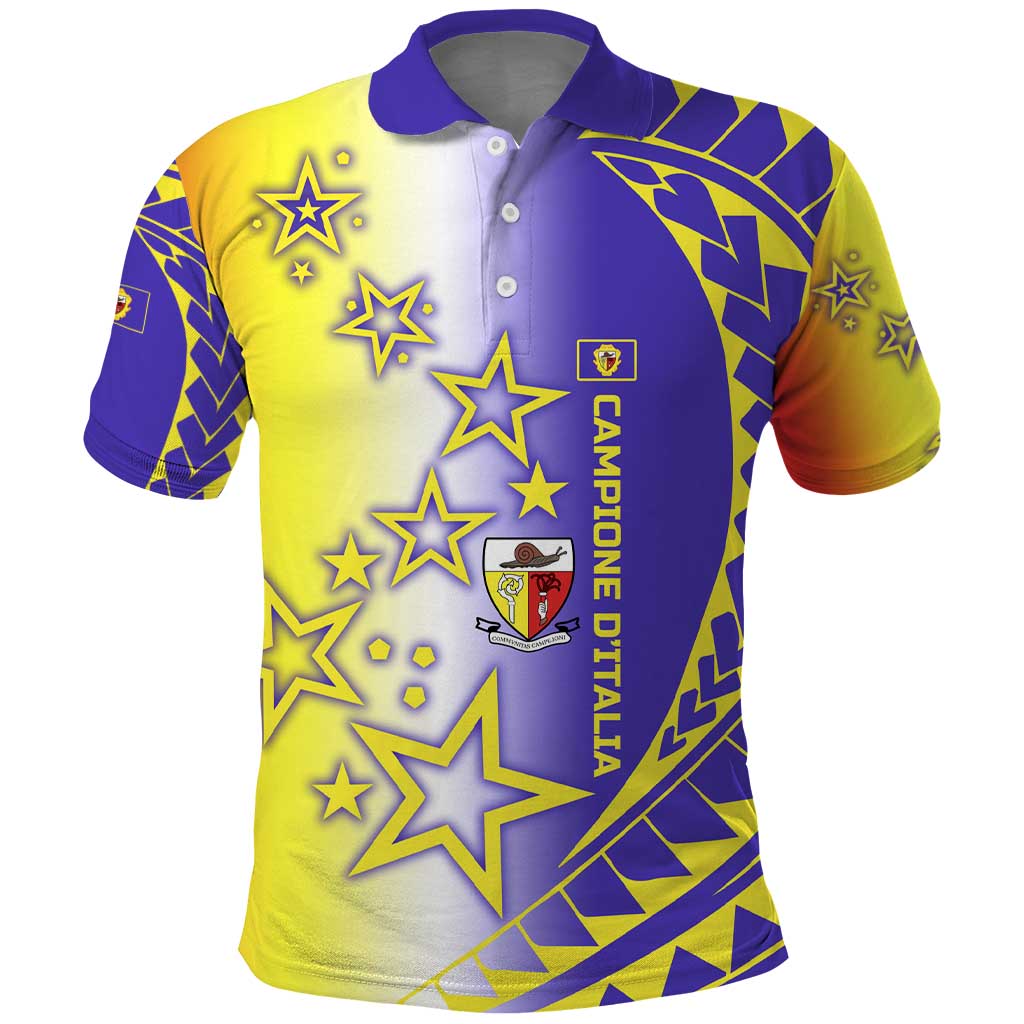 Campione d’Italia Polo Shirt with Yellow Purple Star Design and Town Crest - Wonder Print Shop