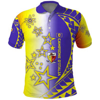 Campione d’Italia Polo Shirt with Yellow Purple Star Design and Town Crest - Wonder Print Shop