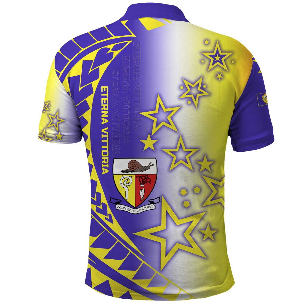 Campione d’Italia Polo Shirt with Yellow Purple Star Design and Town Crest - Wonder Print Shop