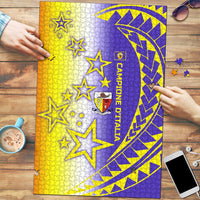 Campione d’Italia Puzzle with Yellow Purple Star Design and Town Crest - Wonder Print Shop