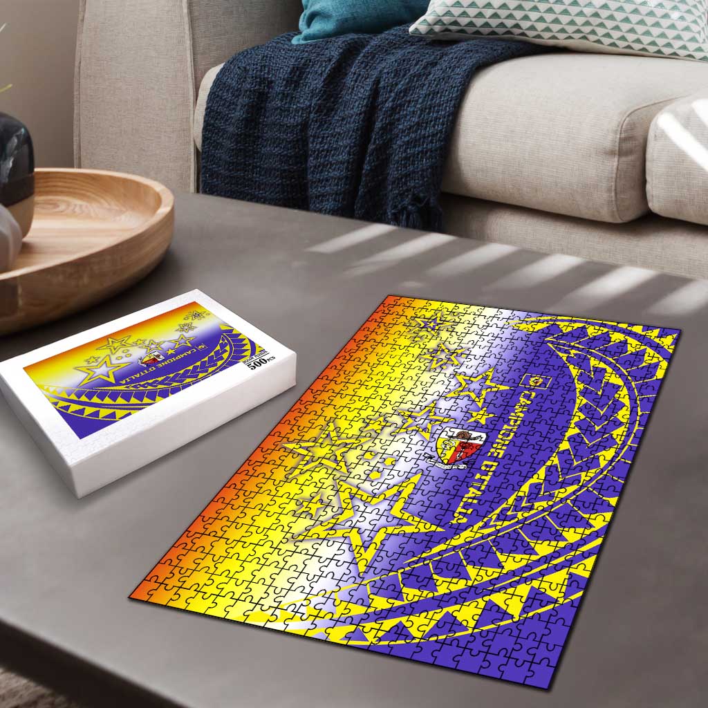 Campione d’Italia Puzzle with Yellow Purple Star Design and Town Crest - Wonder Print Shop