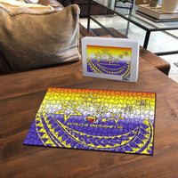 Campione d’Italia Puzzle with Yellow Purple Star Design and Town Crest - Wonder Print Shop