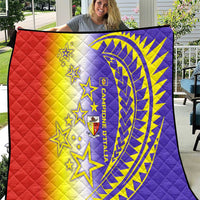 Campione d’Italia Quilt with Yellow Purple Star Design and Town Crest - Wonder Print Shop
