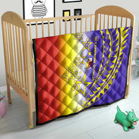 Campione d’Italia Quilt with Yellow Purple Star Design and Town Crest - Wonder Print Shop