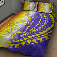 Campione d’Italia Quilt Bed Set with Yellow Purple Star Design and Town Crest - Wonder Print Shop