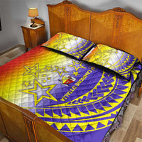 Campione d’Italia Quilt Bed Set with Yellow Purple Star Design and Town Crest - Wonder Print Shop