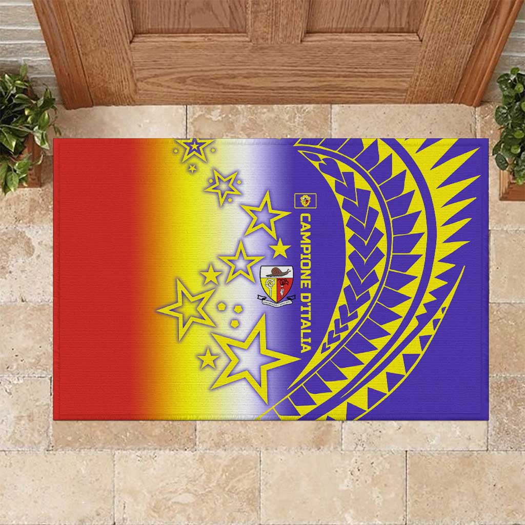 Campione d’Italia Rubber Doormat with Yellow Purple Star Design and Town Crest - Wonder Print Shop