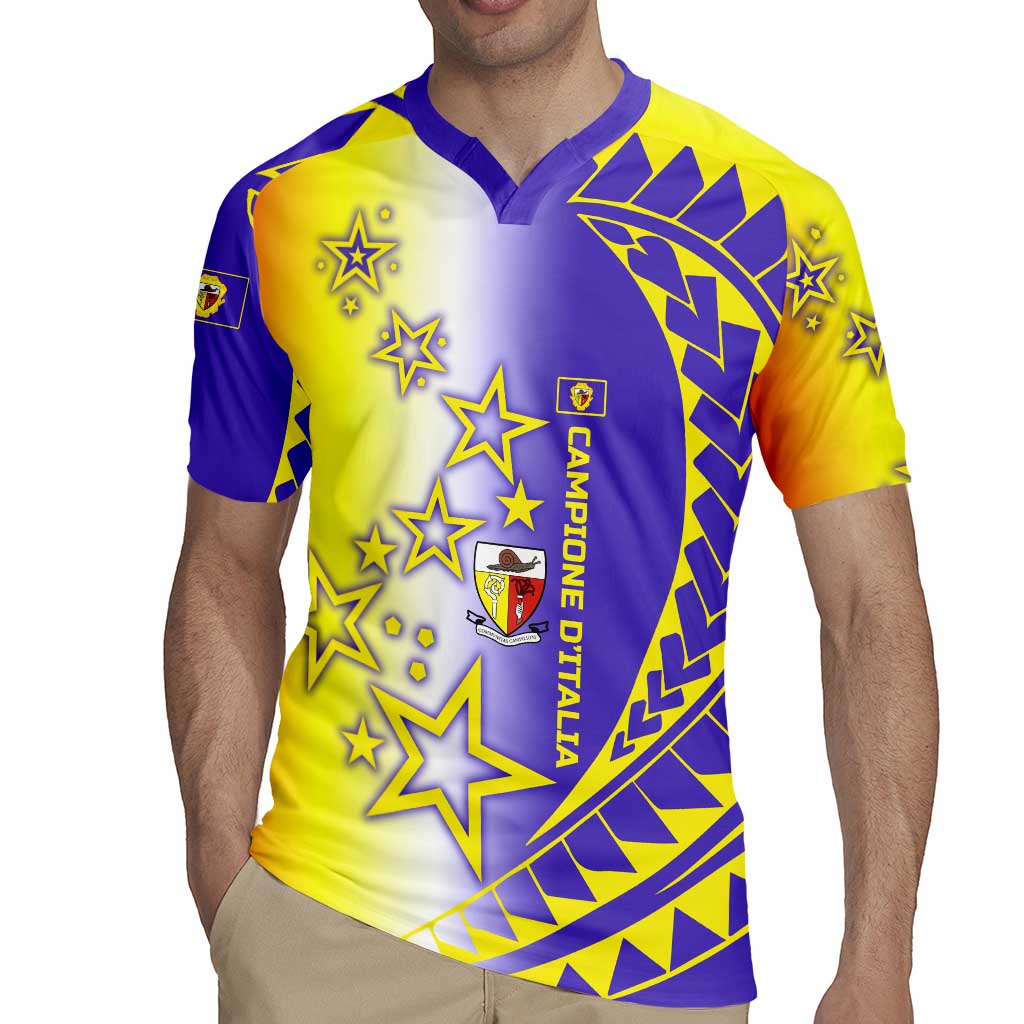 Campione d’Italia Rugby Jersey with Yellow Purple Star Design and Town Crest - Wonder Print Shop