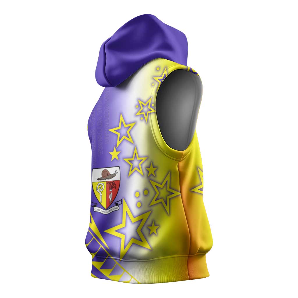 Campione d’Italia Sleeveless Hoodie with Yellow Purple Star Design and Town Crest - Wonder Print Shop