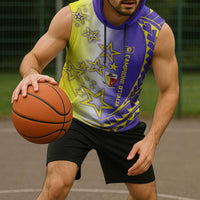 Campione d’Italia Sleeveless Hoodie with Yellow Purple Star Design and Town Crest - Wonder Print Shop