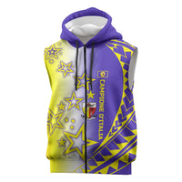 Campione d’Italia Sleeveless Zip Hoodie with Yellow Purple Star Design and Town Crest - Wonder Print Shop