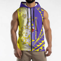 Campione d’Italia Sleeveless Zip Hoodie with Yellow Purple Star Design and Town Crest - Wonder Print Shop