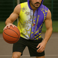 Campione d’Italia Sleeveless Zip Hoodie with Yellow Purple Star Design and Town Crest - Wonder Print Shop