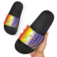 Campione d’Italia Slide Sandals with Yellow Purple Star Design and Town Crest - Wonder Print Shop