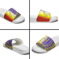Campione d’Italia Slide Sandals with Yellow Purple Star Design and Town Crest - Wonder Print Shop