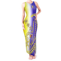 Campione d’Italia Tank Maxi Dress with Yellow Purple Star Design and Town Crest - Wonder Print Shop