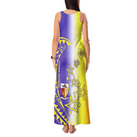 Campione d’Italia Tank Maxi Dress with Yellow Purple Star Design and Town Crest - Wonder Print Shop