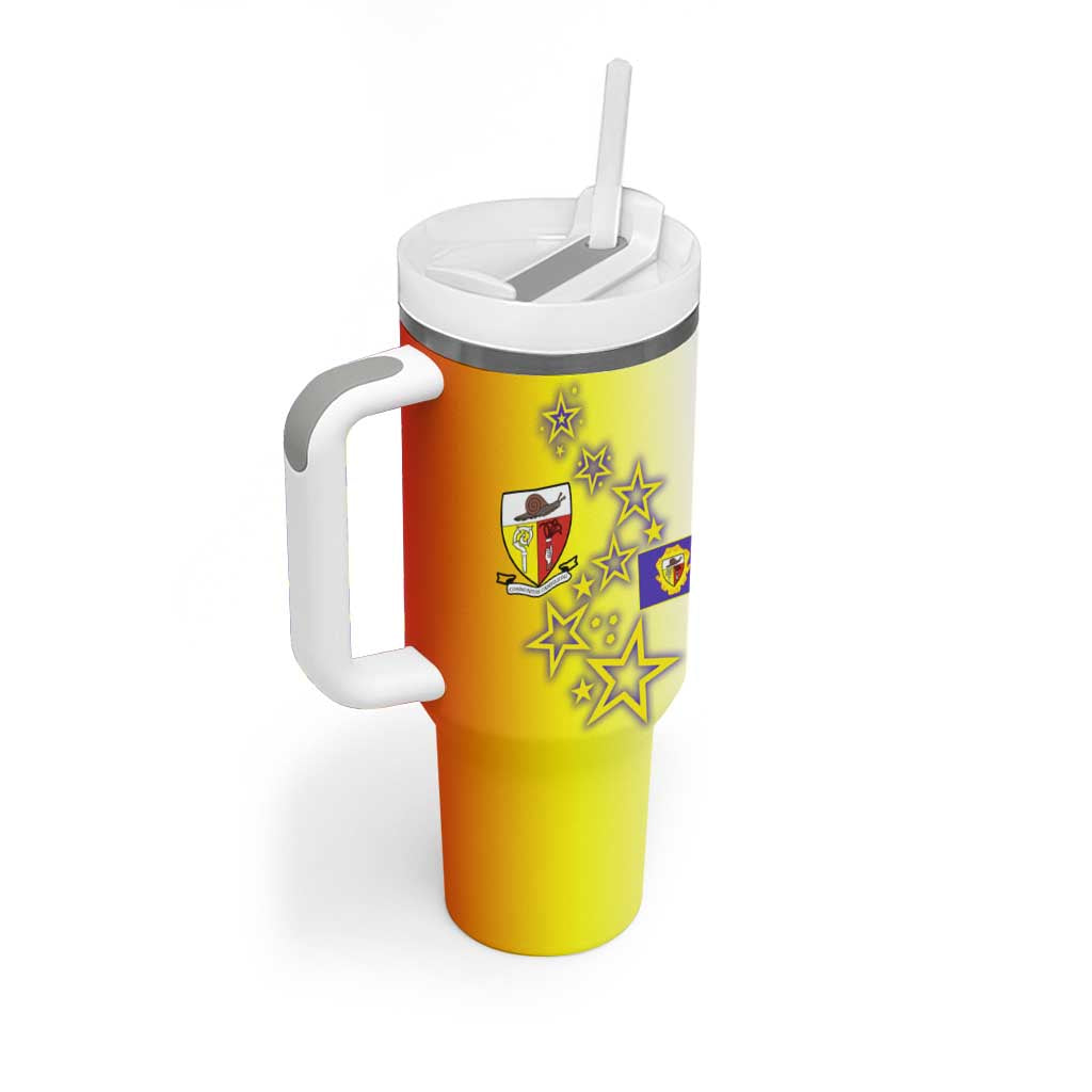 Campione d’Italia Tumbler With Handle with Yellow Purple Star Design and Town Crest - Wonder Print Shop