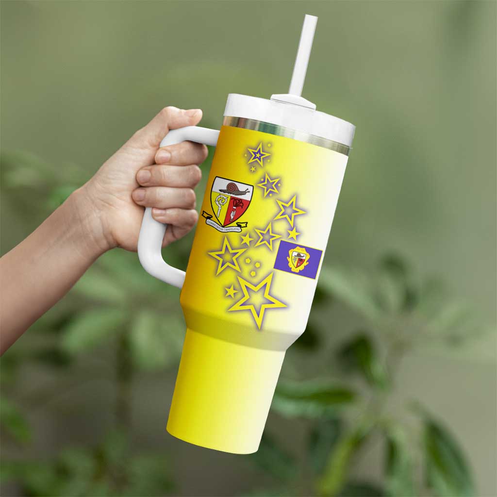 Campione d’Italia Tumbler With Handle with Yellow Purple Star Design and Town Crest - Wonder Print Shop