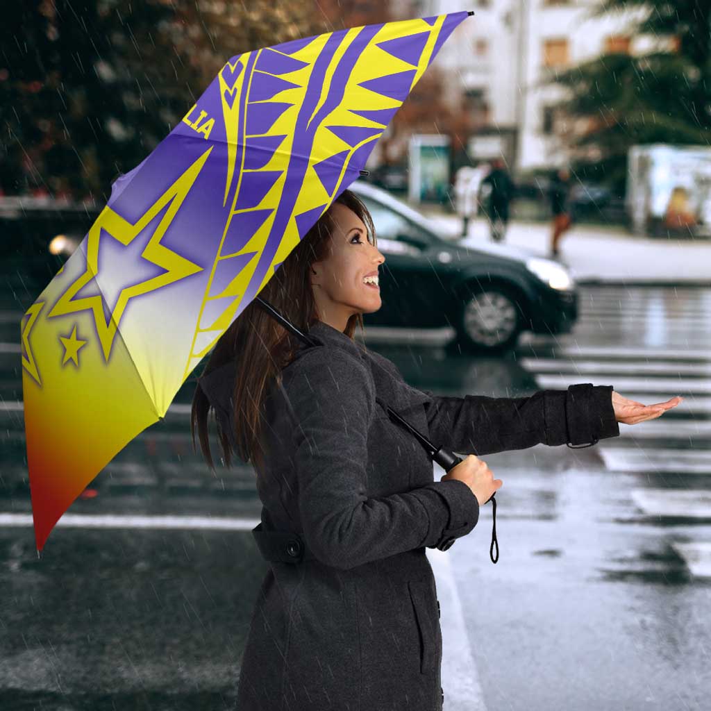 Campione d’Italia Umbrella with Yellow Purple Star Design and Town Crest - Wonder Print Shop
