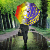 Campione d’Italia Umbrella with Yellow Purple Star Design and Town Crest - Wonder Print Shop