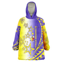 Campione d’Italia Wearable Blanket Hoodie with Yellow Purple Star Design and Town Crest - Wonder Print Shop