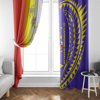 Campione d’Italia Window Curtain with Yellow Purple Star Design and Town Crest - Wonder Print Shop