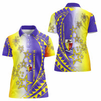 Campione d’Italia Women Polo Shirt with Yellow Purple Star Design and Town Crest - Wonder Print Shop