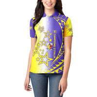 Campione d’Italia Women Polo Shirt with Yellow Purple Star Design and Town Crest - Wonder Print Shop