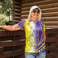 Campione d’Italia Women Polo Shirt with Yellow Purple Star Design and Town Crest - Wonder Print Shop