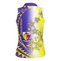 Campione d’Italia Women Sleeveless Polo Shirt with Yellow Purple Star Design and Town Crest - Wonder Print Shop