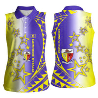 Campione d’Italia Women Sleeveless Polo Shirt with Yellow Purple Star Design and Town Crest - Wonder Print Shop