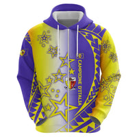 Campione d’Italia Zip Hoodie with Yellow Purple Star Design and Town Crest - Wonder Print Shop